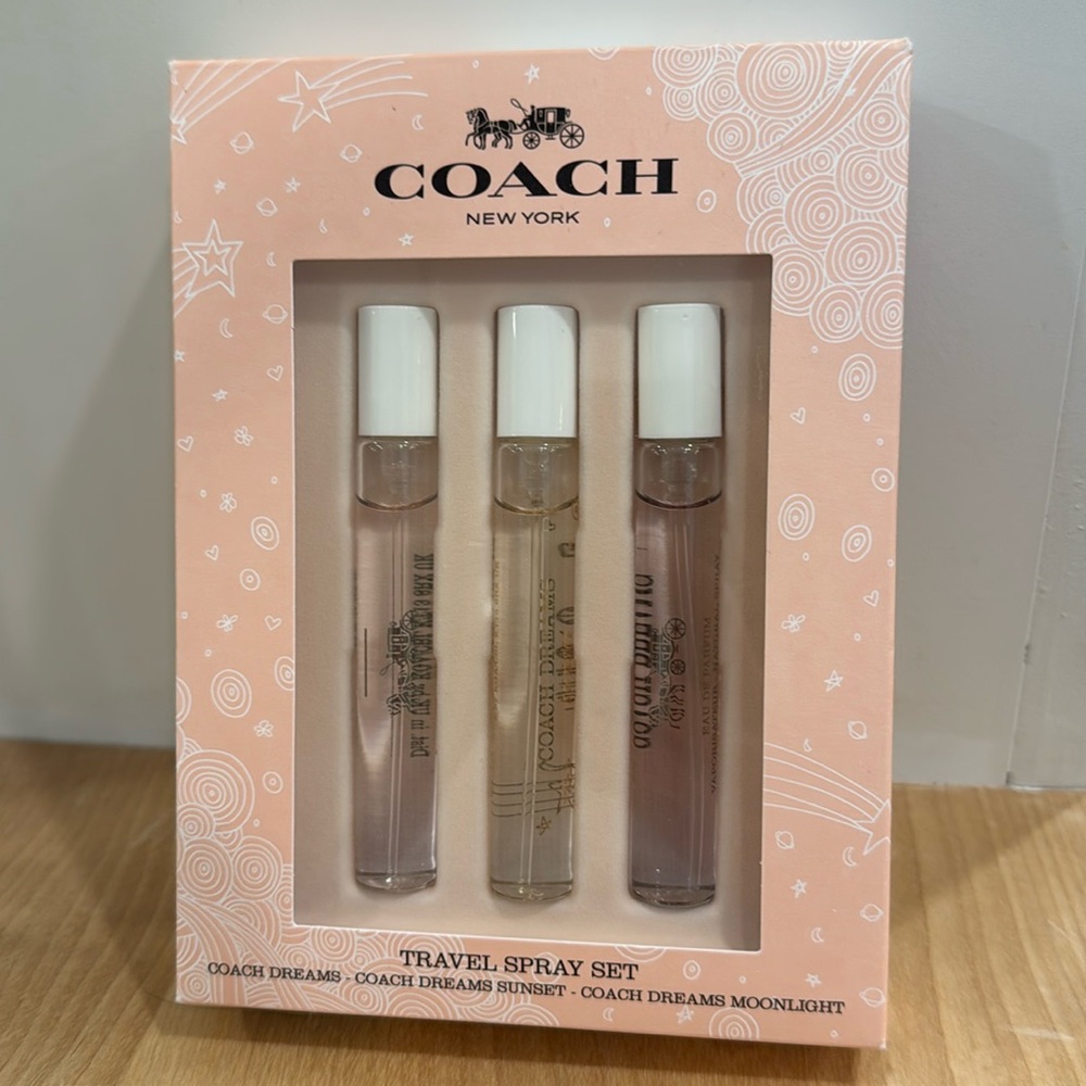 Coach dreams trio coffret sunset,moonlight  travel fragrance perfume spray set